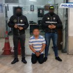 La Policía Nacional compartió una fotografía de la persona detenida tras el robo en Chaullabamba. Foto: PN
