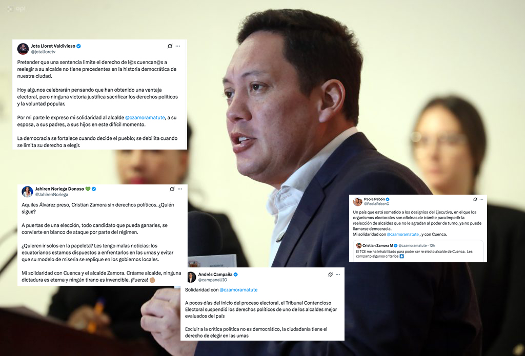 Reacciones de funcionarios y autoridades del país sobre la sentencia contra el alcalde Cristian Zamora Matute. /Cortesía