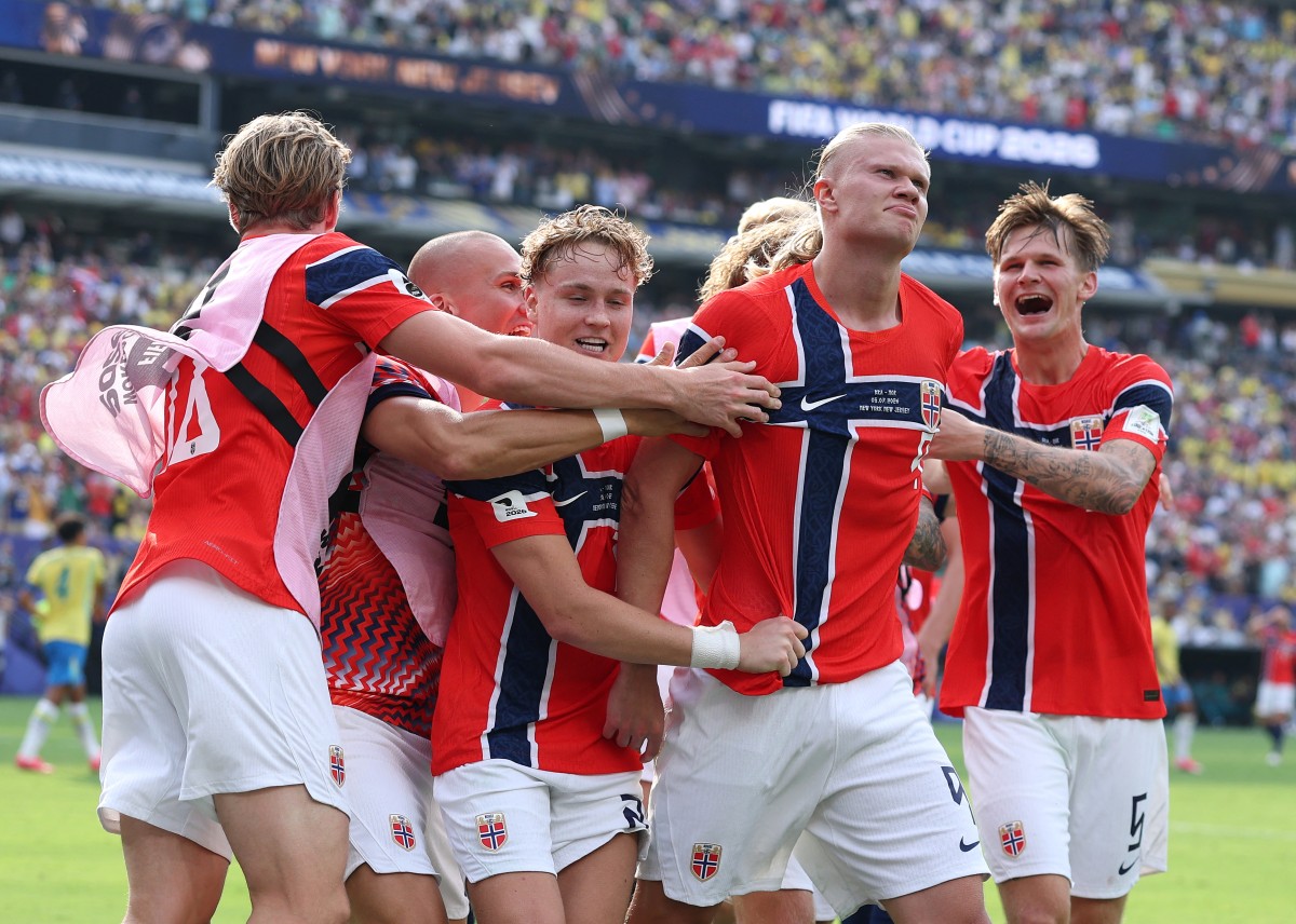 Haaland marcó dos goles frente a Brasil. Foto: AFP