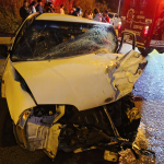 Así terminó uno de los vehículos involucrados en el accidente de tránsito registrado en la vía a Paute. /Cortesía
