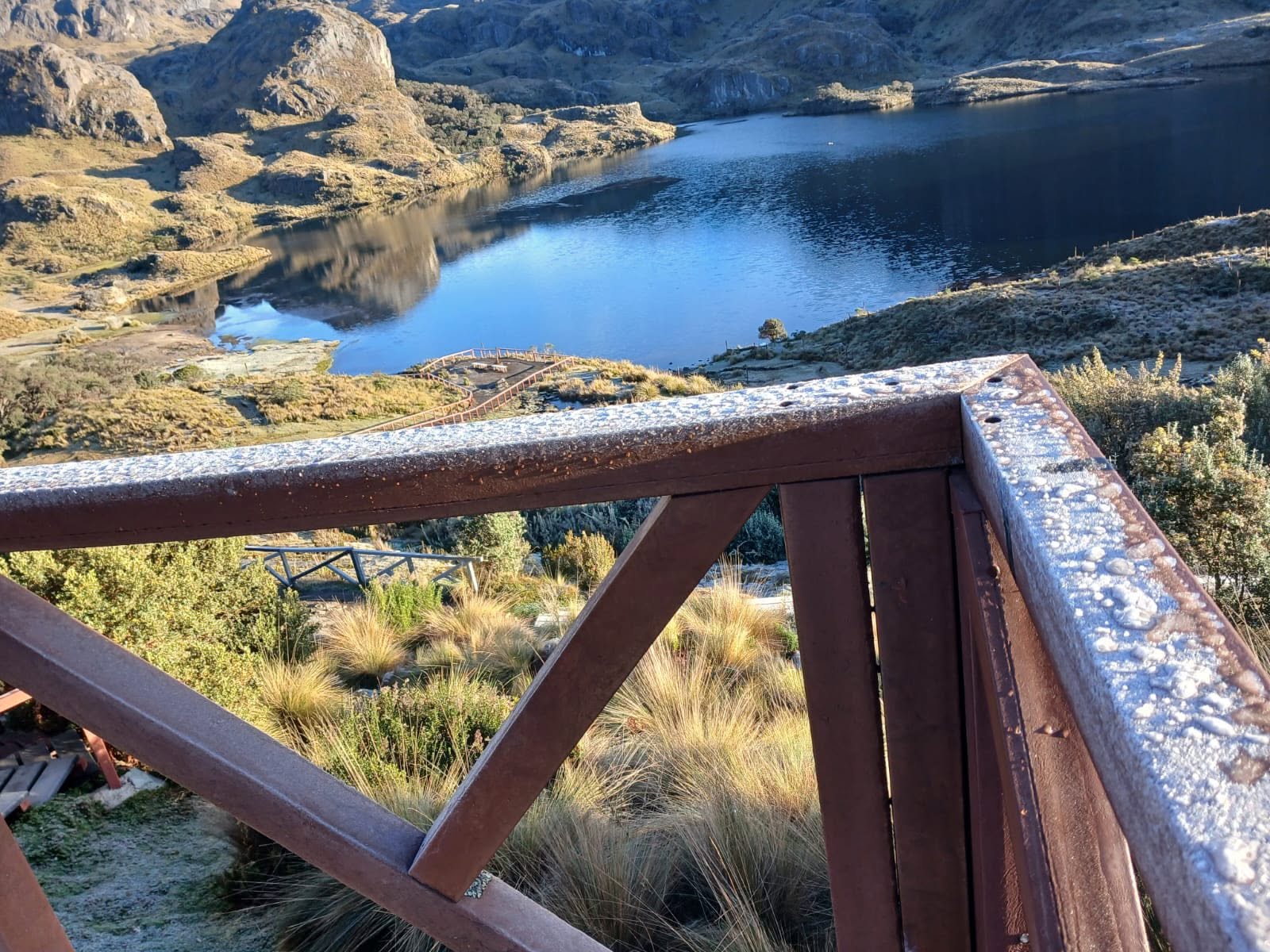 Partes del Parque Nacional Cajas se cubrieron de escarcha. Foto: ETAPA