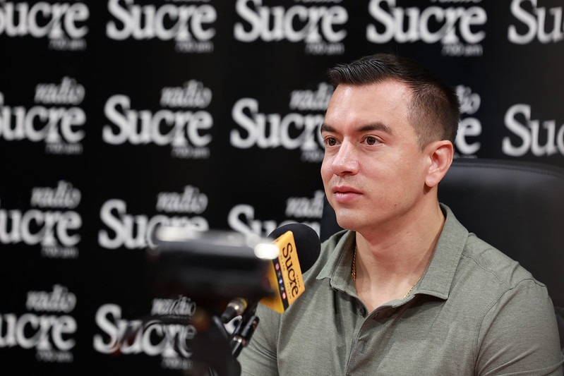 Daniel Noboa habló este 27 de julio sobre una posible reelección. Foto: Secretaría de Comunicación