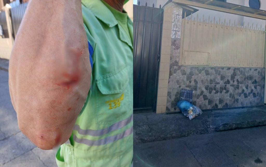 Un trabajador de recolección resultó lesionado por un vidrio desechado de forma inadecuada en Totoracocha, en Cuenca. /Cortesía