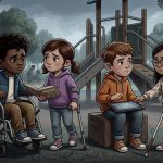 Foto referencial sobre vulnerabilidad a niños con discapacidad en Cuenca. / Foto generada con inteligencia artificial de Gemini