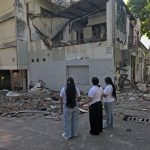 Una casa caída en Cali tras el terremoto en Colombia. Foto: AFP