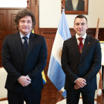 Daniel Noboa y Javier Milei se reúnen en el Palacio de Gobierno, en Quito. /Foto Presidencia