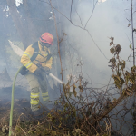 Personal del Cuerpo de Bomberos de Cuenca enfrentaron al menos tres incendios forestales, el viernes, 14 de agosto de 2026. /Cortesía