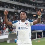 Michael Estrada celebra gol de la victoria de Liga de Quito. Foto: API