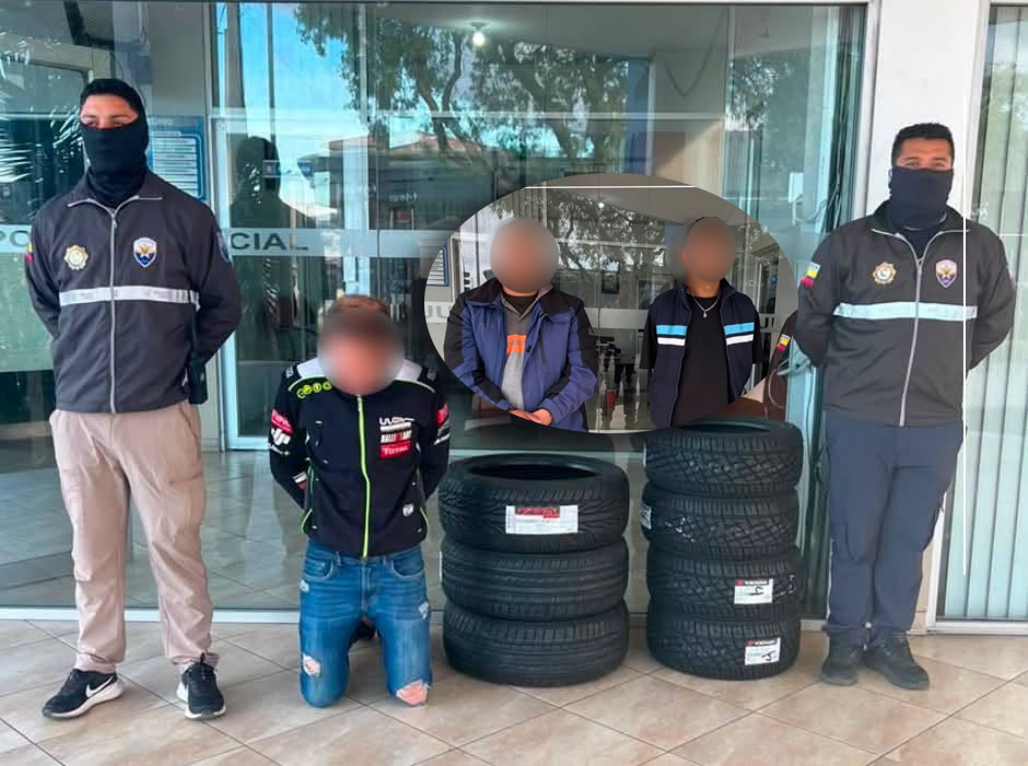 La Policía Nacional aprehendió a tres ciudadanos presuntamente dedicados a robar locales comerciales en Cuenca. /Cortesía