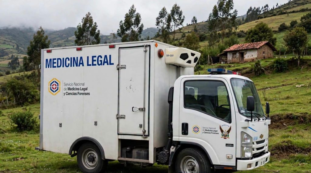 Personal de la Dinased investiga el hallazgo de un cadáver dentro de una vivienda en Chobshi, sector del cantón Sígsig. /Cortesía