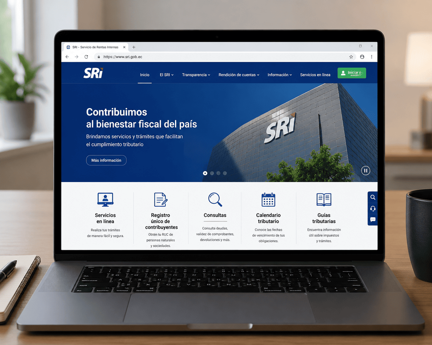 El SRI hará un mantenimiento en su página web. Foto referencial