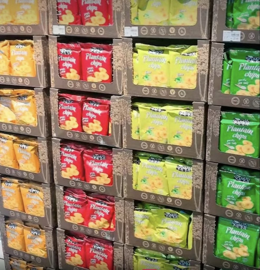 Los chifles ecuatorianos Samai Natural Snacks ya se exhiben en perchas de tiendas y supermercados de China.