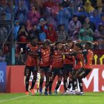 Jugadores del Deportivo Cuenca celebra gol. Foto: API