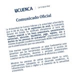 La Universidad de Cuenca emitió un comunicado para informar sobre el examen que aplicará la Contraloría General del Estado.