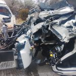 Así terminó el vehículo involucrado en un accidente de tránsito registrado en la vía Cuenca – Molleturo – El Empalme. /Cortesía