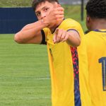Matías Klimovicz celebra su gol en el triunfo 3-2 sobre Perú. / Cortesía