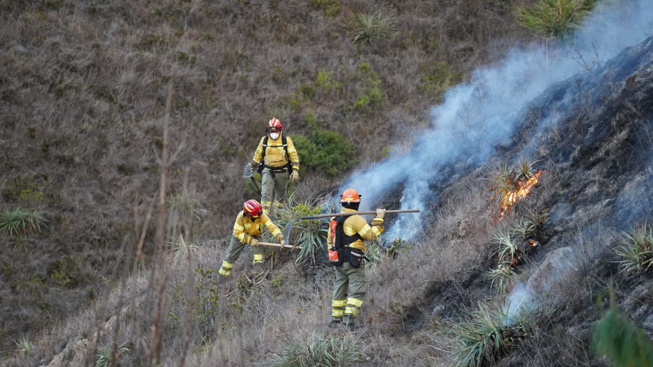 Un grave incendio forestal se registró el miércoles, 14 de octubre de 2026, en el cantón Oña. /Cortesía