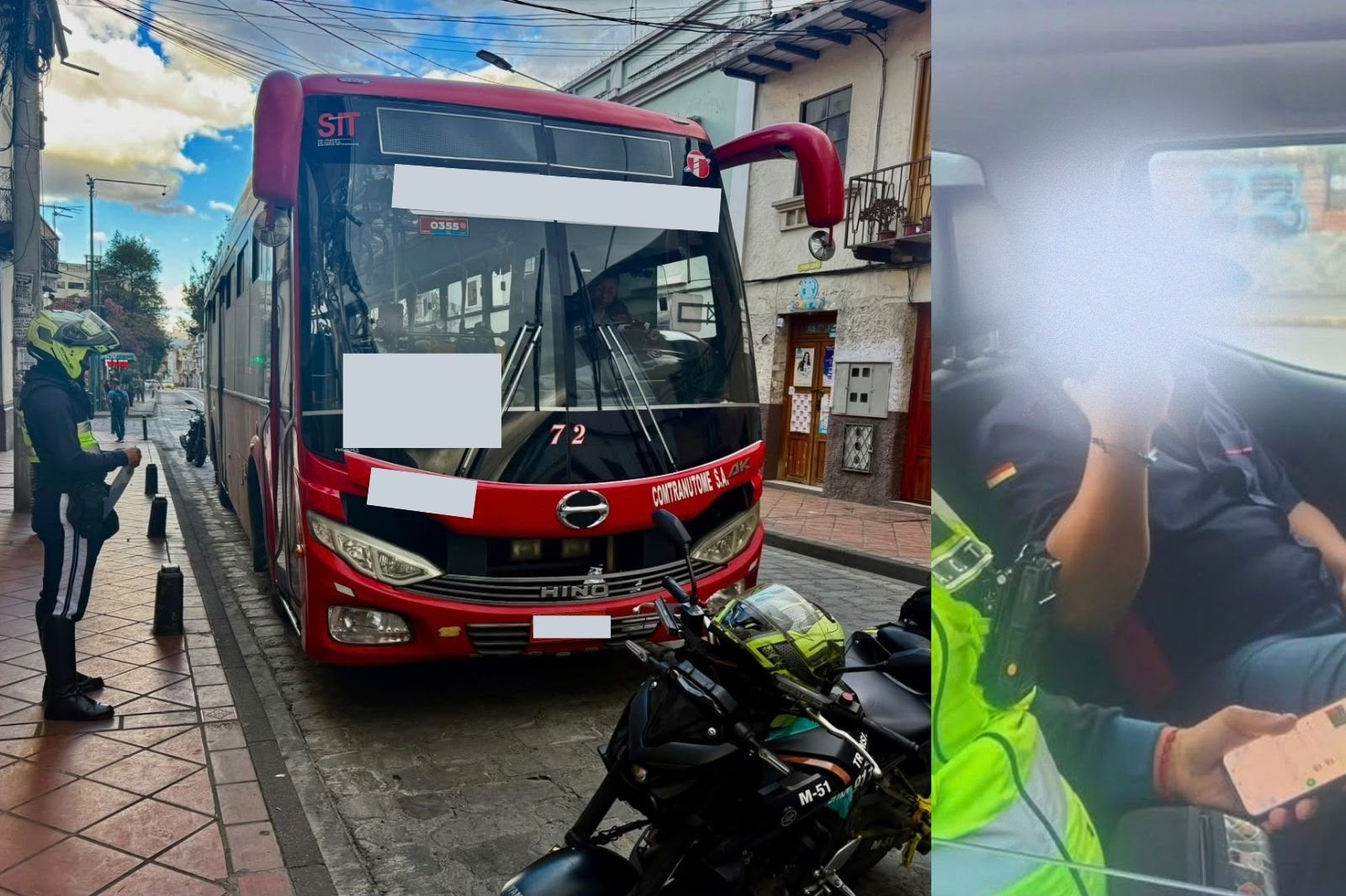 Este bus manejaba el conductor que no quiso que le apliquen la prueba de alcoholemia. Foto: EMOV