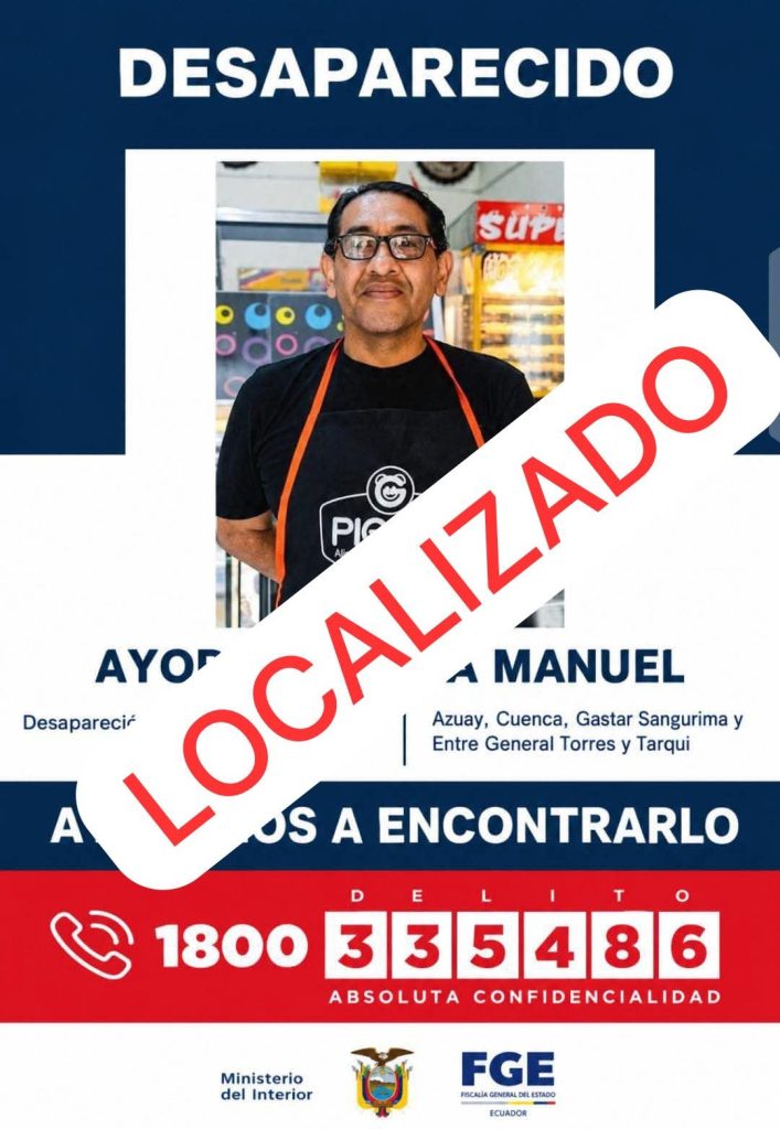 Manuel Ayora Peralta, propietario de los Hotdogs de la Tropical, fue localizado tras ser reportado como desaparecido en Cuenca.