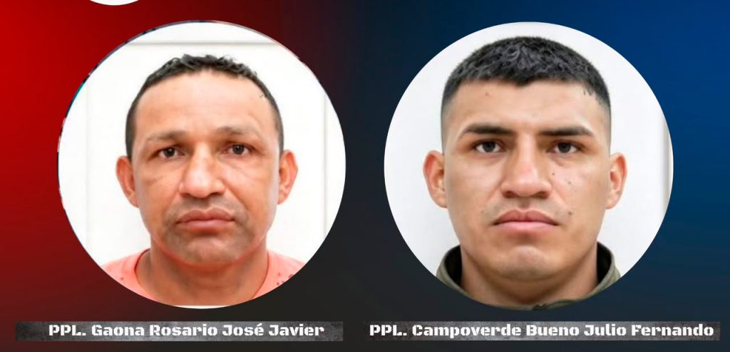 La Policía busca a dos reos que escaparon de la cárcel de Turi. Foto: Policía Nacional