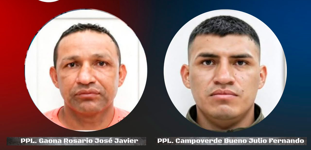 La Policía busca a dos reos que escaparon de la cárcel de Turi. Foto: Policía Nacional